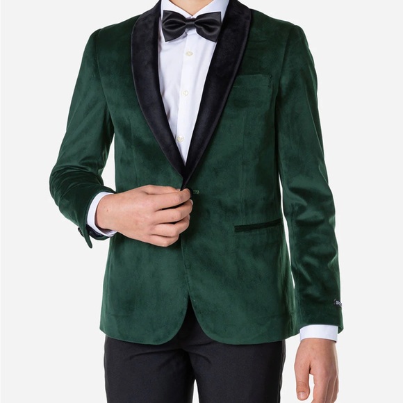 OppoSuits Rich Green Velvet Kids Dinner Jacket - Picture 4 of 4